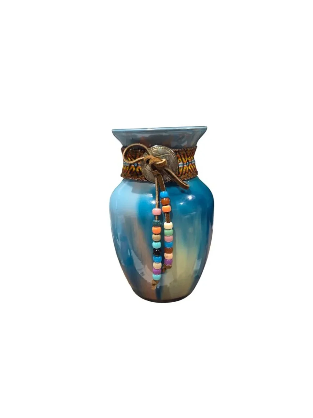 Acrylic Pour Glass Necklace Vase, Southwest Decor, Fluid Handmade Art, 8 Inches